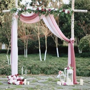 3 Panel Wedding Arch Dusty Rose Mauve Blush Draping Chiffon Fabric 20FT Backdrop